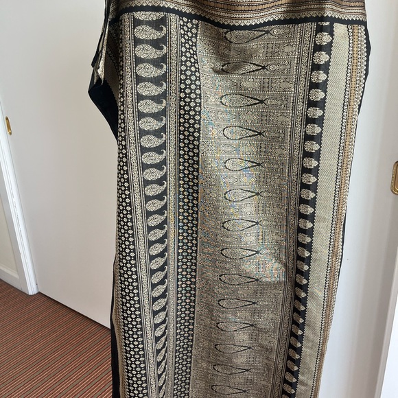 Fabindia handloom 100% cotton black & beige saree sari w stunning palloo - New - Picture 1 of 15